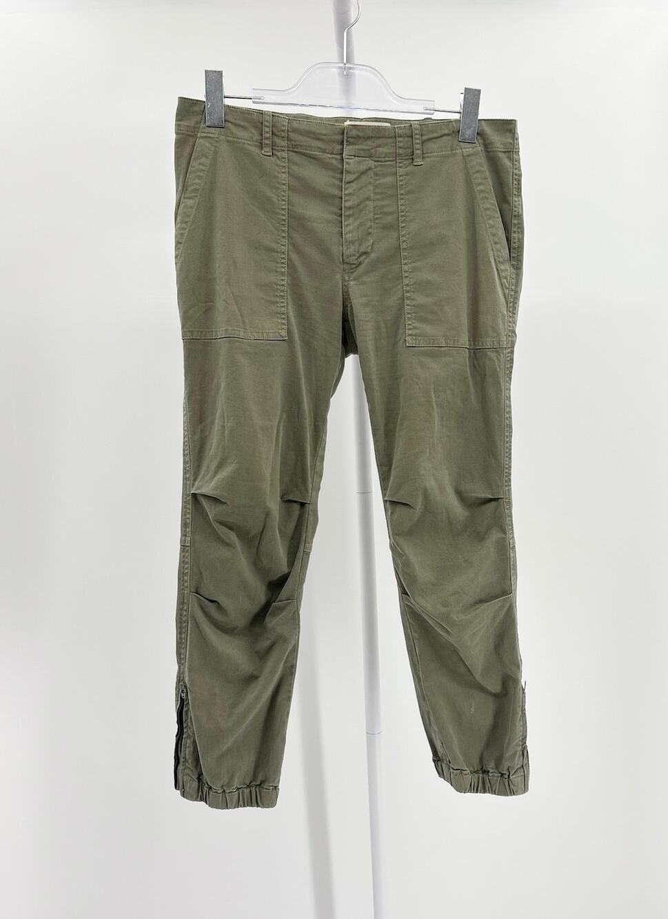 Nili Lotan Olive Green Cropped Stretch Cotton Military Cargo Pants Ankle Zip 6